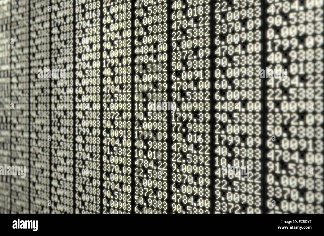 Ein Flachstück eine digitale Börse Anzeigetafel mit numerischen Zahlen Stockfoto