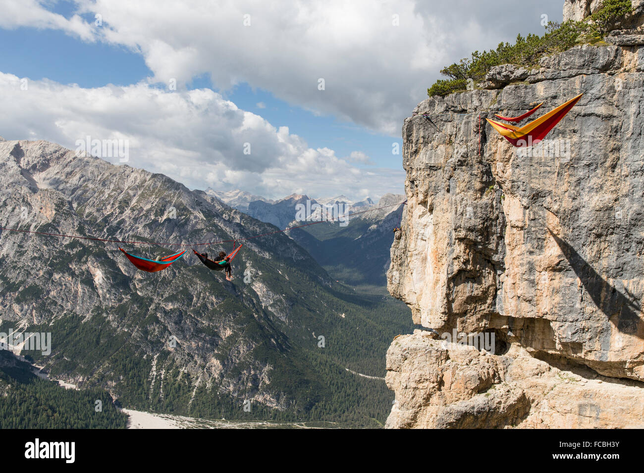Monte Piana Hängematte Aktion 2014 Stockfoto