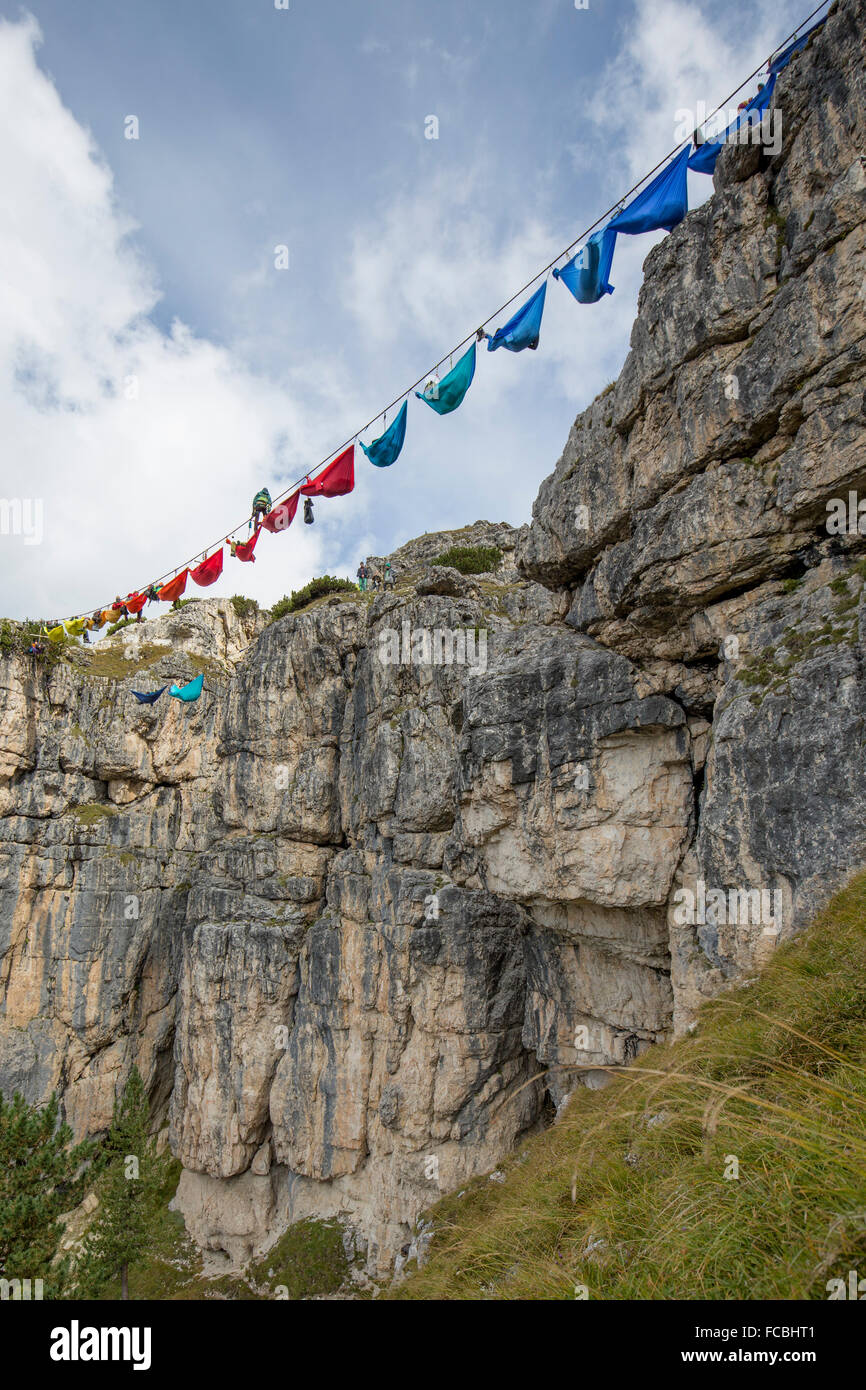 Monte Piana Hängematte Sitzung Stockfoto