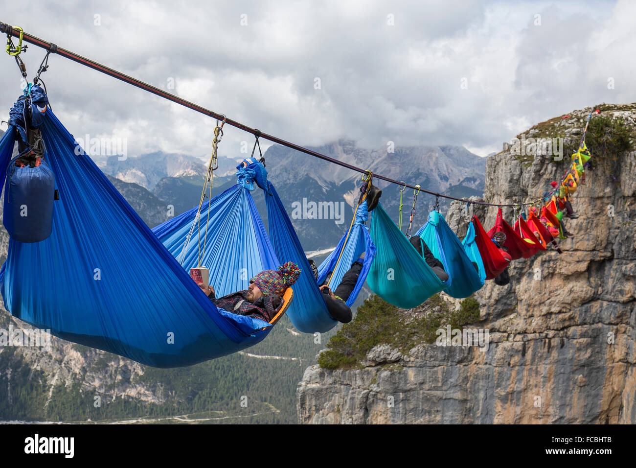 Monte Piana Hängematte Sitzung Stockfoto