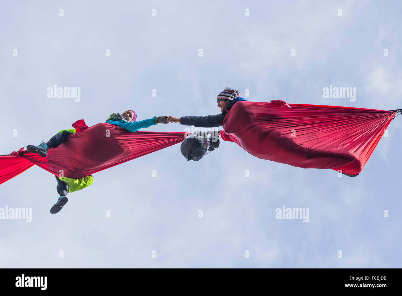 Monte Piana Hängematte Sitzung Stockfoto