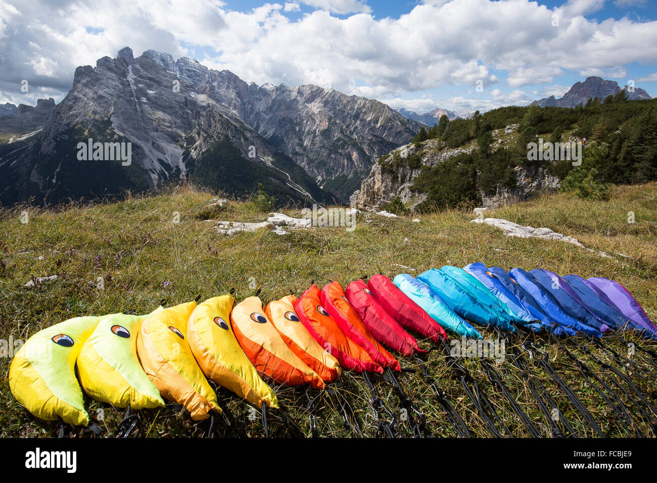 Monte Piana Hängematte Sitzung Stockfoto
