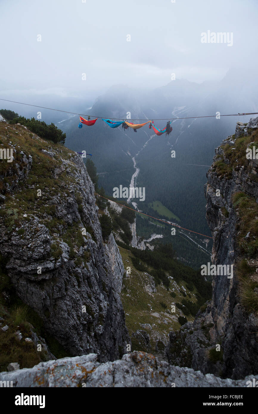 Monte Piana Hängematte Sitzung Stockfoto