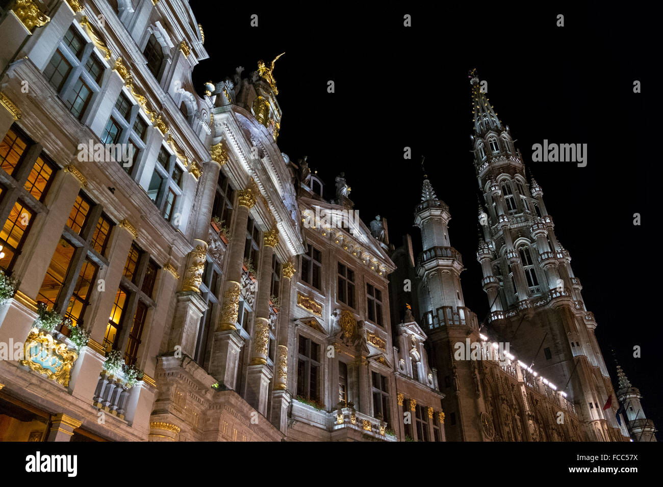 Hotel de Ville Rathaus Brüssel Belgien Nacht Stockfoto