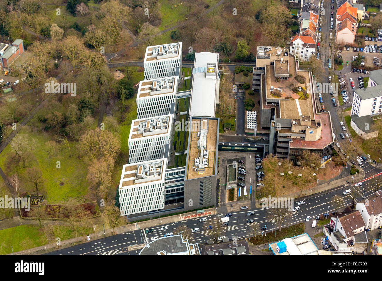 Luftbild, Sitz der Aral und BP in Bochum, Raffinerien, Kraftstoff-Produzent, Brennstoff Händler, Bochum, Ruhrgebiet, Stockfoto