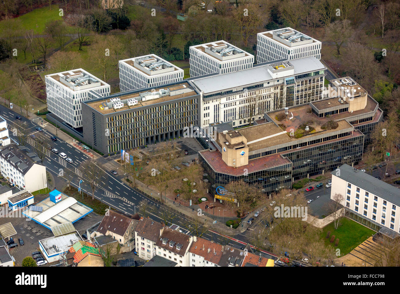 Luftbild, Sitz der Aral und BP in Bochum, Raffinerien, Kraftstoff-Produzent, Brennstoff Händler, Bochum, Ruhrgebiet, Stockfoto