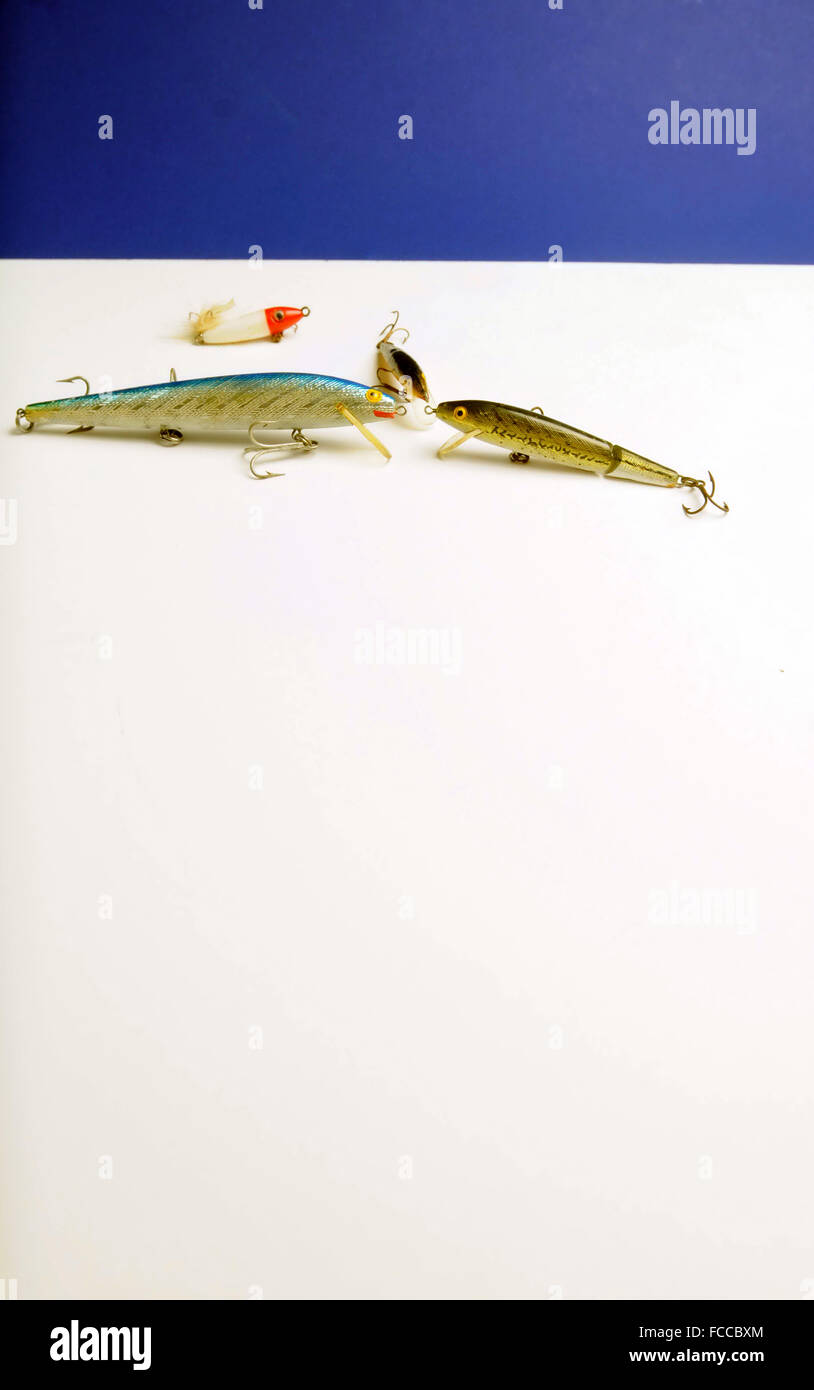 Angelköder mit weißem Hintergrund Stockfoto