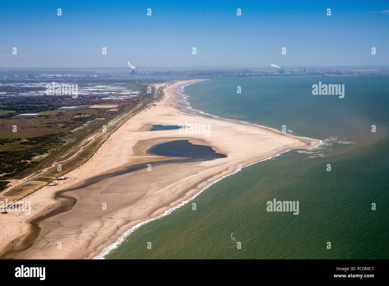 Niederlande, Ter Heijde, The Sand Motor, ein Verfahren zum Schutz der Küsten. Luftbild Stockfoto
