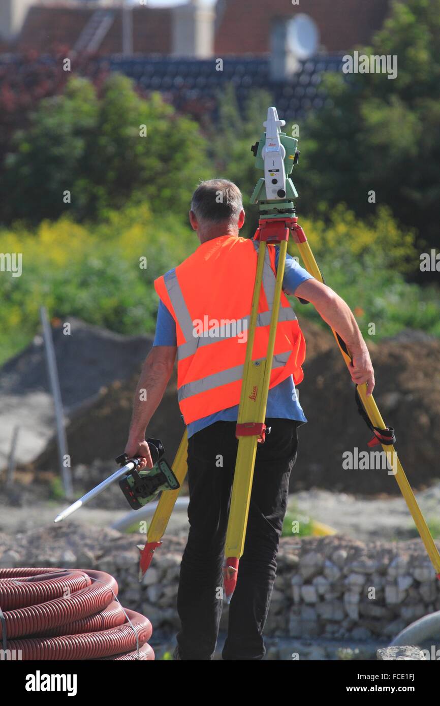 Frankreich, Theodolit im Baugebiet Stockfoto