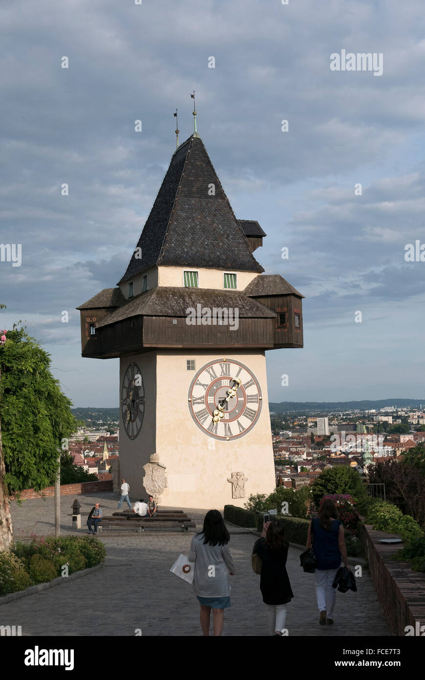 Uhrturm, Schlossberg, UNESCO-Weltkulturerbe Stadt Graz - Altstadt, Österreich Stockfoto