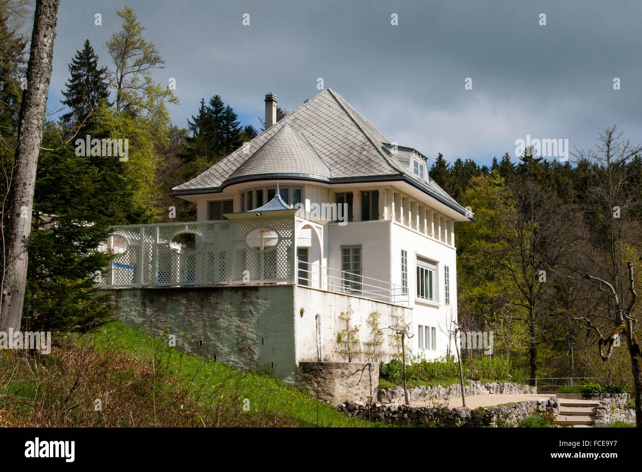 Le Corbusier Haus Maison Blanche, Le Locle, UNESCO World Heritage Site-La Chaux-de-Fonds / Le Locle, Schweiz Stockfoto