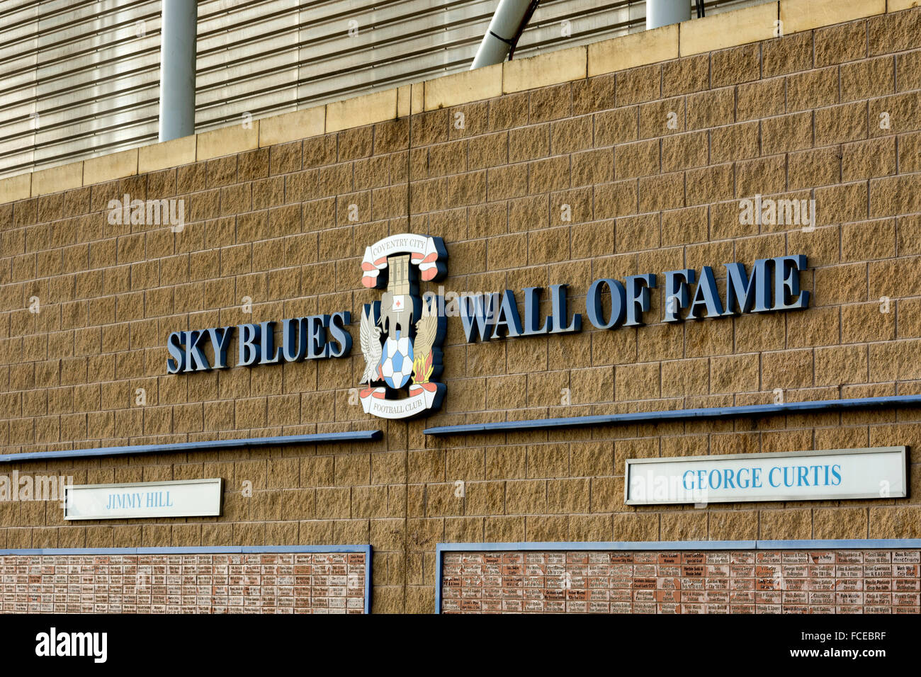 Sky Blues Wall of Fame in der Ricoh Arena, Coventry, UK Stockfoto