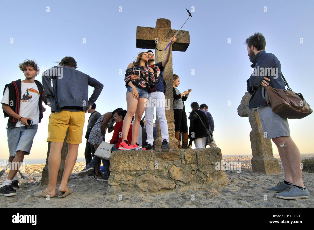 Drei Kreuze, Tres Cruces Sicht, Park Güell, der Park Güell