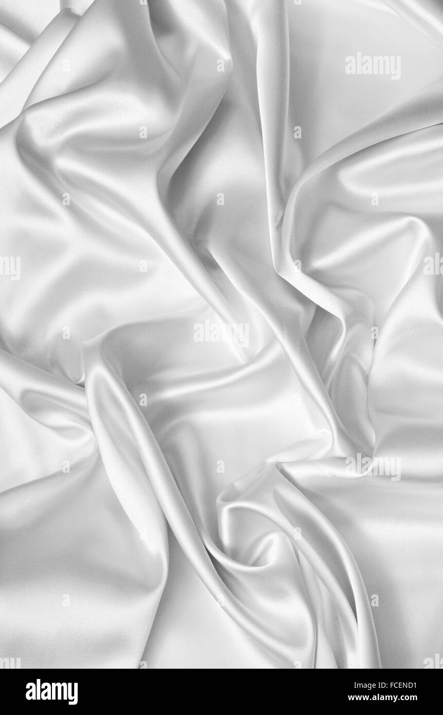 Glatte elegante weiße Seide Hintergrund Stockfoto
