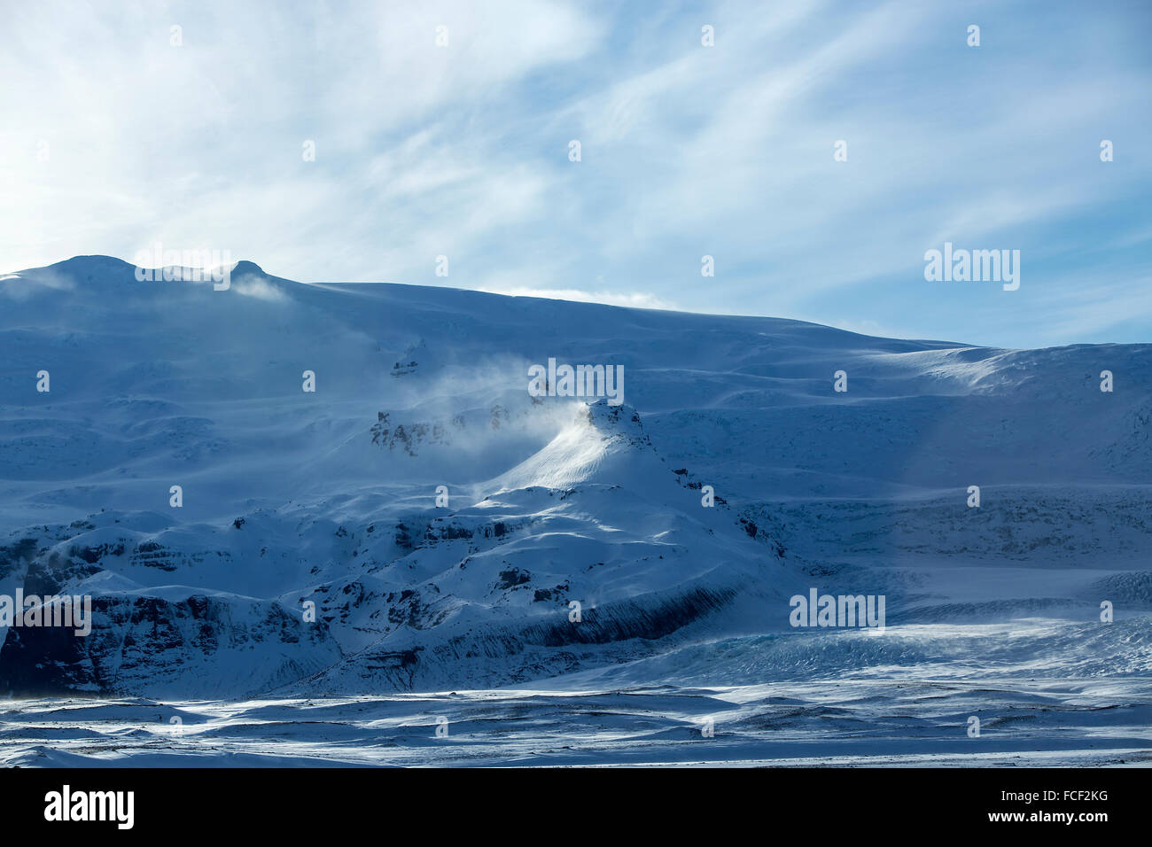 Verschneite Berglandschaft von South Island, Winter Stockfoto