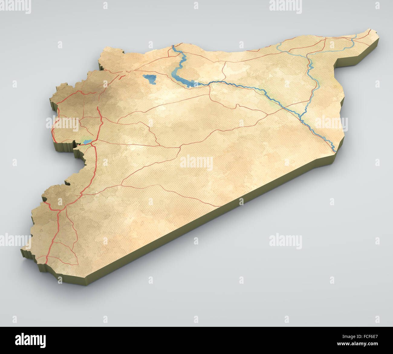 Syrien Karte, physische Karte, wie von Hand gezeichnet, illustriert Stockfoto