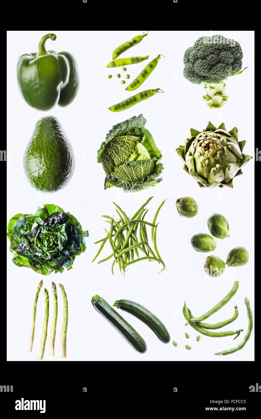 Sortierte grünes Gemüse. Stockfoto