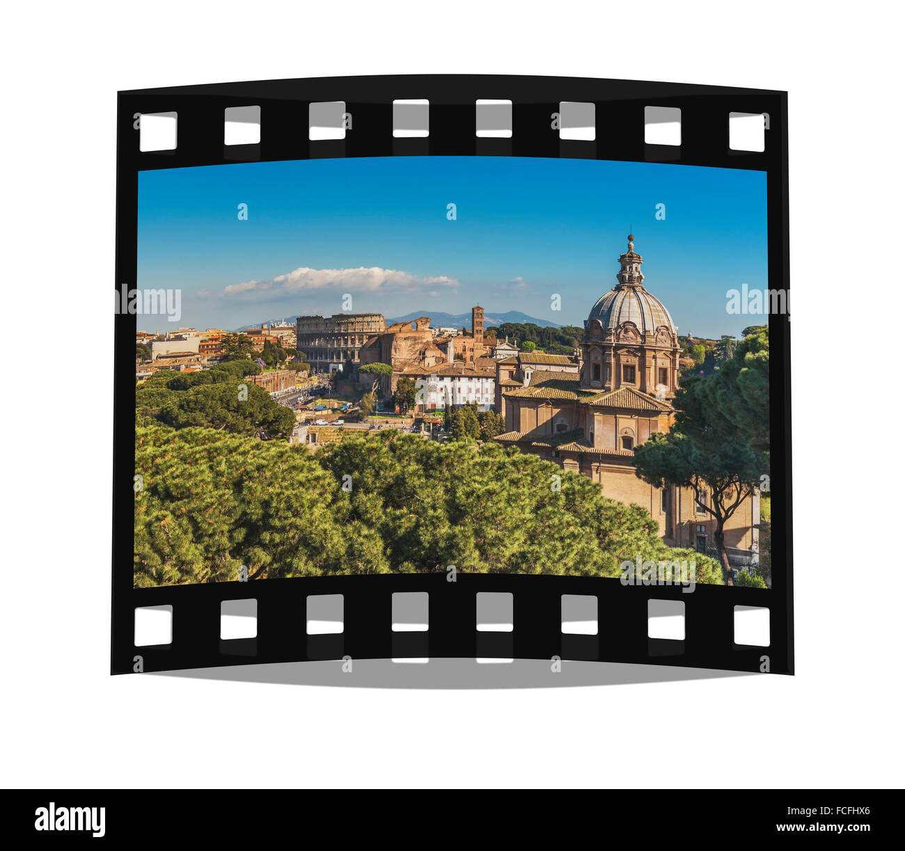 Blick auf das Forum Romanum, die Kirche Santi Luca e Martina und dem Kolosseum, Rom, Latium, Italien, Europa Stockfoto