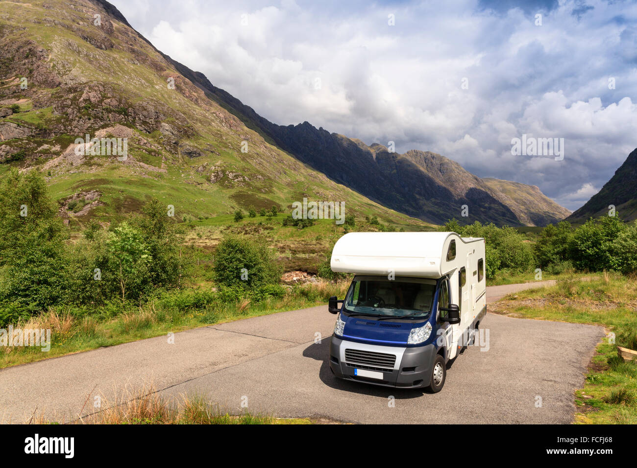 Wohnmobil in Glencoe, Highlands, Schottland, UK Model Release: Nein Property Release geparkt: Nein. Stockfoto