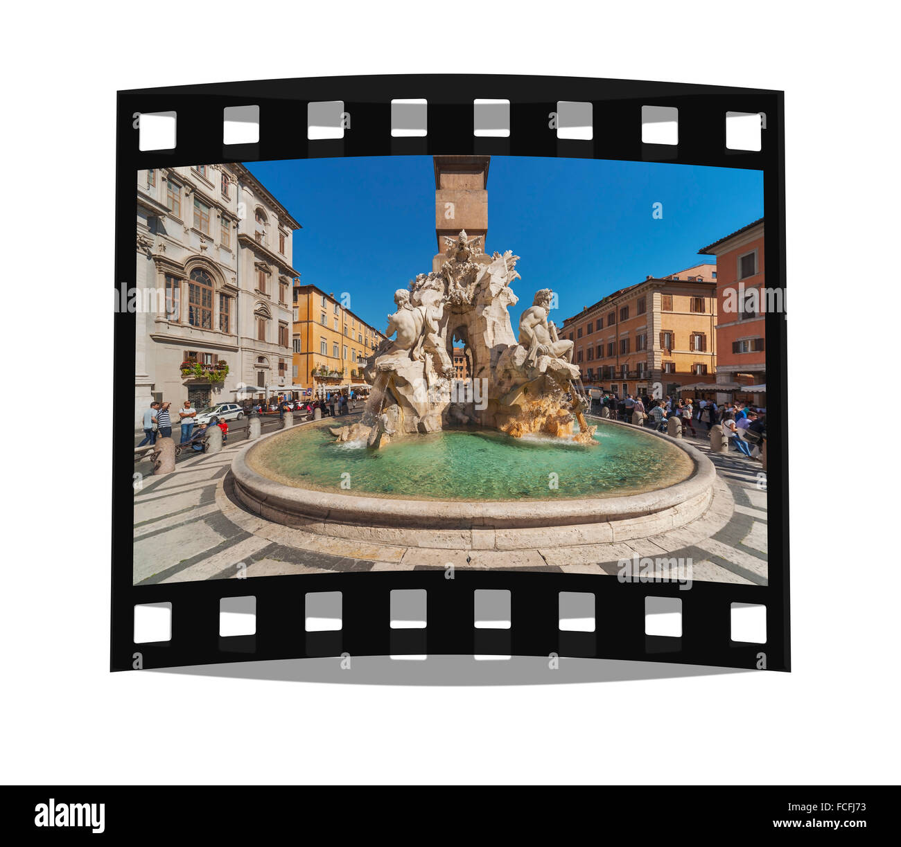 Piazza Navona, Fontana dei Fiumi, Rom, Latium, Italien, Europa Stockfoto