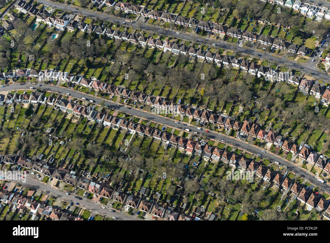 Eine Luftaufnahme von einem suburban Wohnsiedlung in Bromley, Greater London Stockfoto