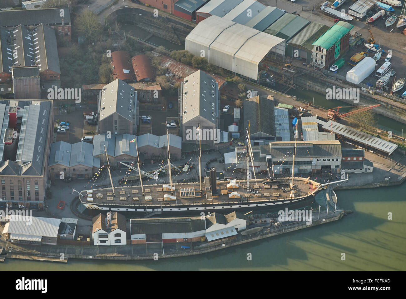 Eine Luftaufnahme des SS Great Britain, jetzt ein Museum Schiff in Bristol Stockfoto