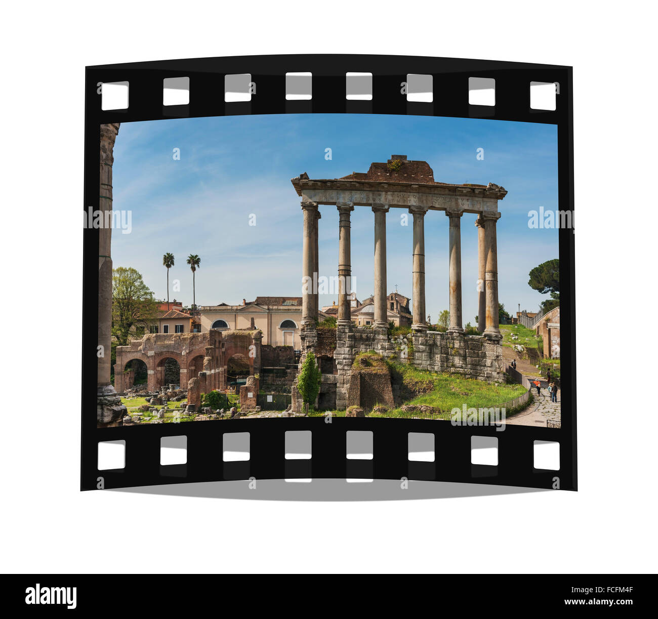 Das Forum Romanum mit dem Tempel des Saturn, Rom, Latium, Italien, Europa Stockfoto