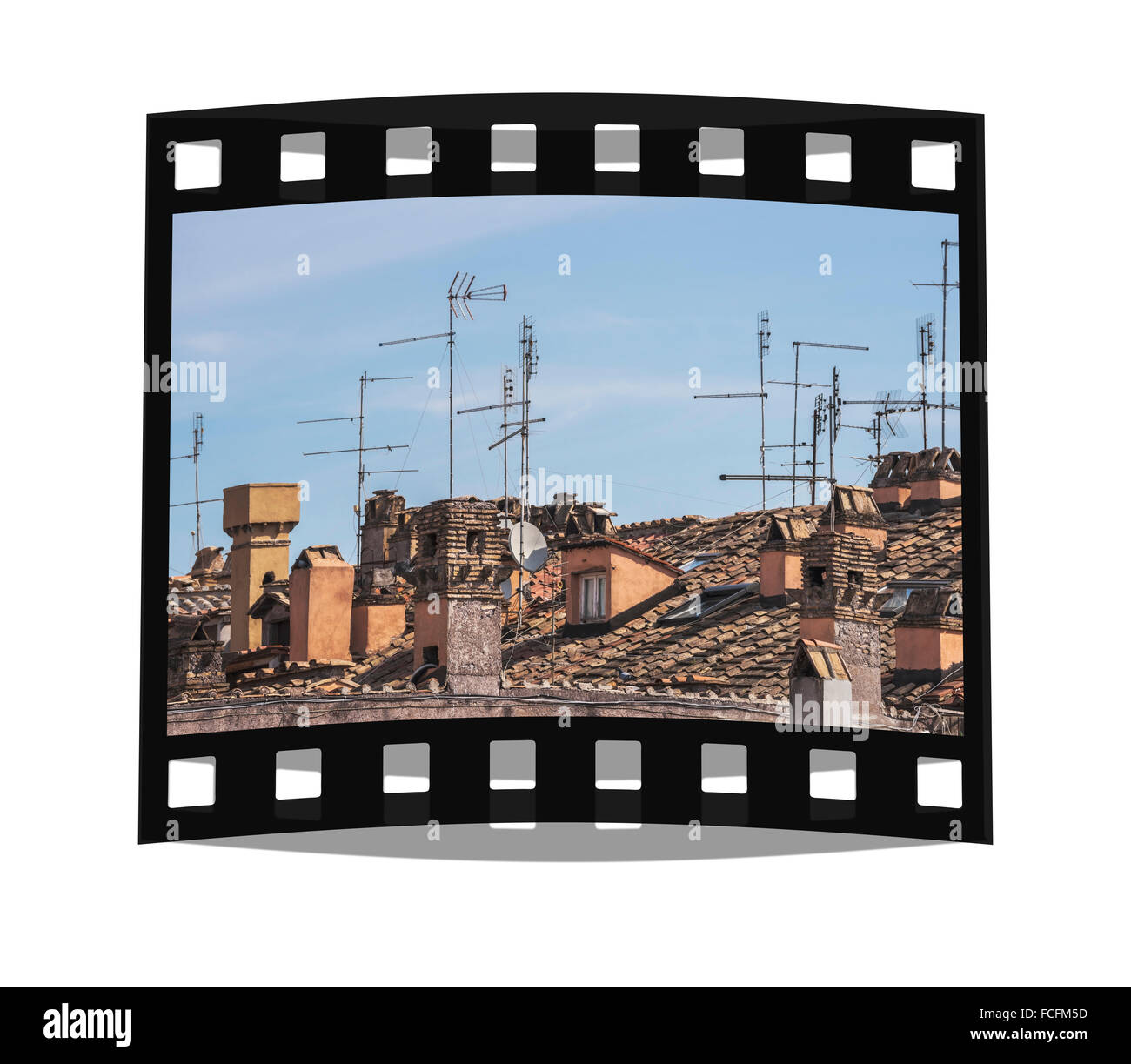 TV-Antennen auf den Dächern der alten Stadt von Rom, Latium, Italien, Europa Stockfoto