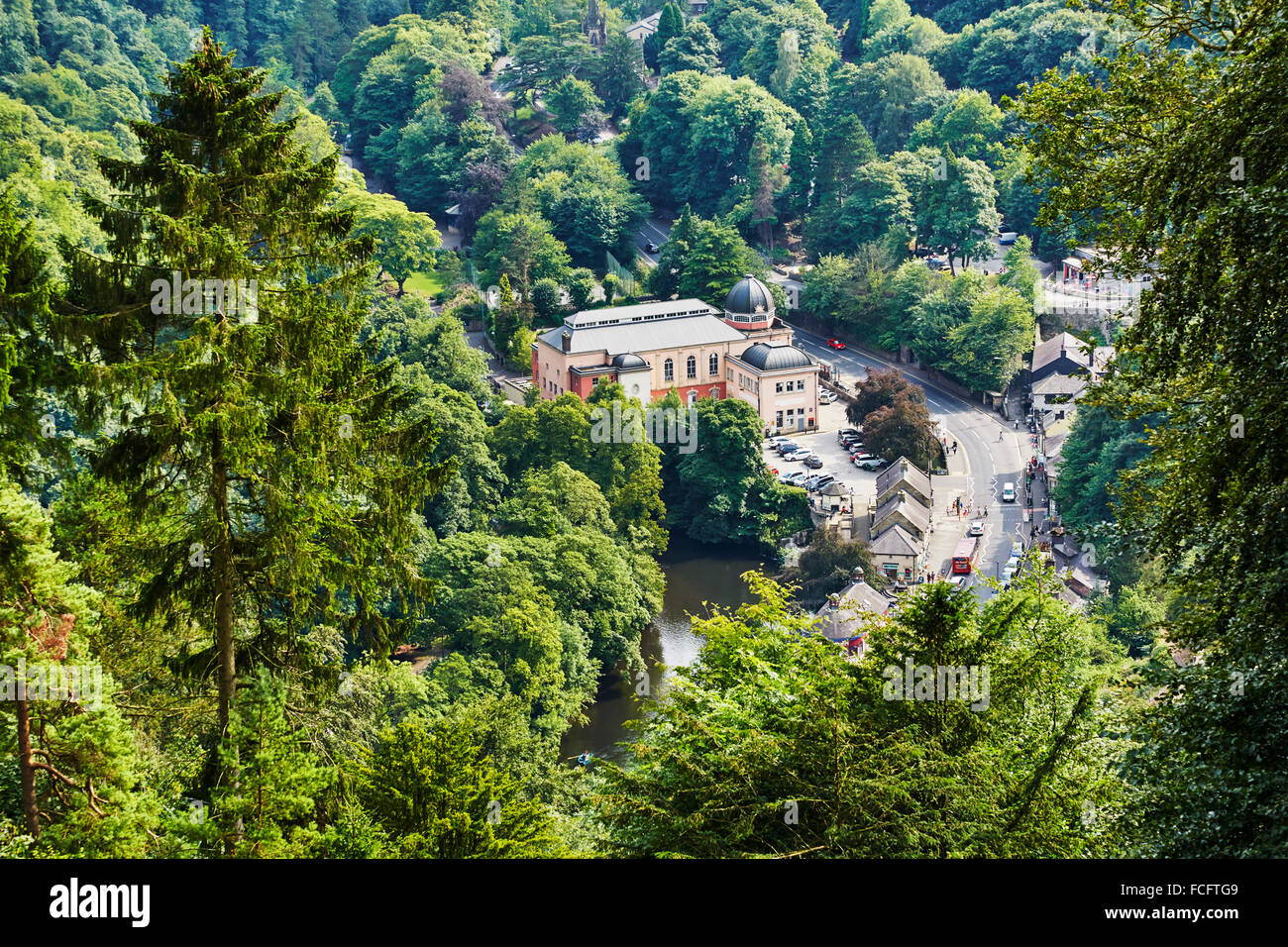 Matlock Bath angesehen vom Heights of Abraham, Derbyshire, England, UK. Stockfoto