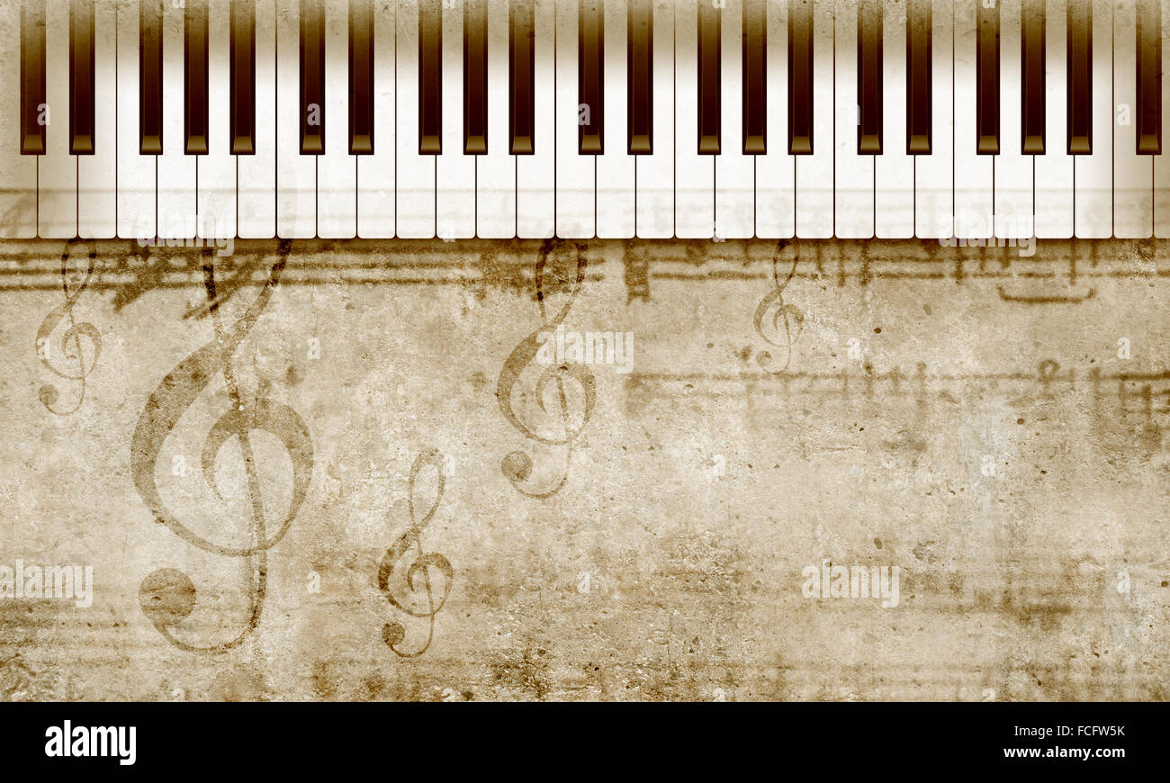 Konzeptbild von Titelmusik mit Schlüsseln und Notizen Stockfoto