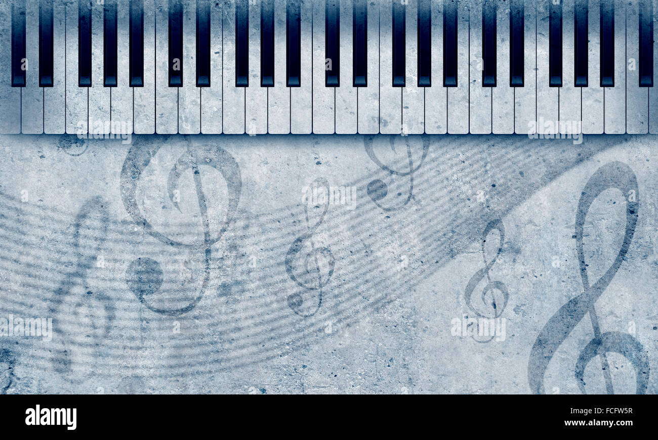 Konzeptbild von Titelmusik mit Schlüsseln und Notizen Stockfoto