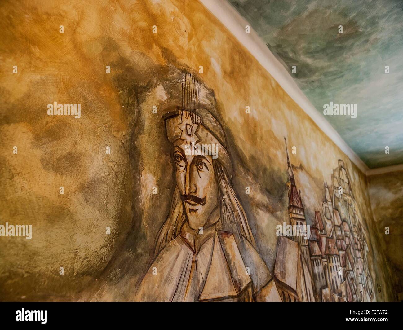 Gemalde Von Vlad Tepes Vlad Der Pfahler An Der Wand Im Inneren Des Hauses Das Er In Sighisoara Schassburg Siebenburgen Roman Geboren Wurde Stockfotografie Alamy