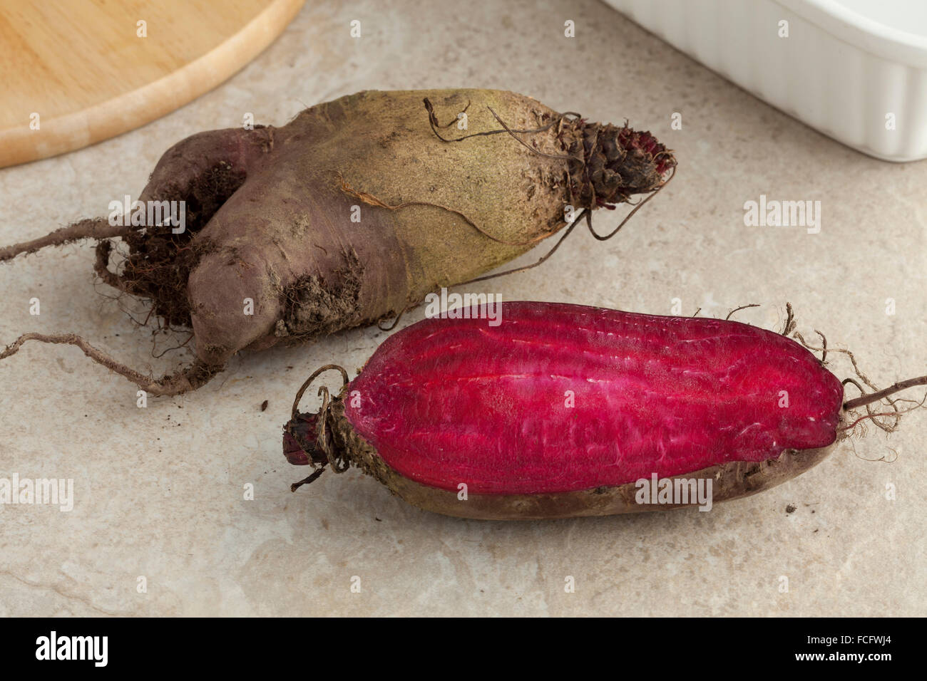 Frische rote roh Erbstück Rüben Stockfoto