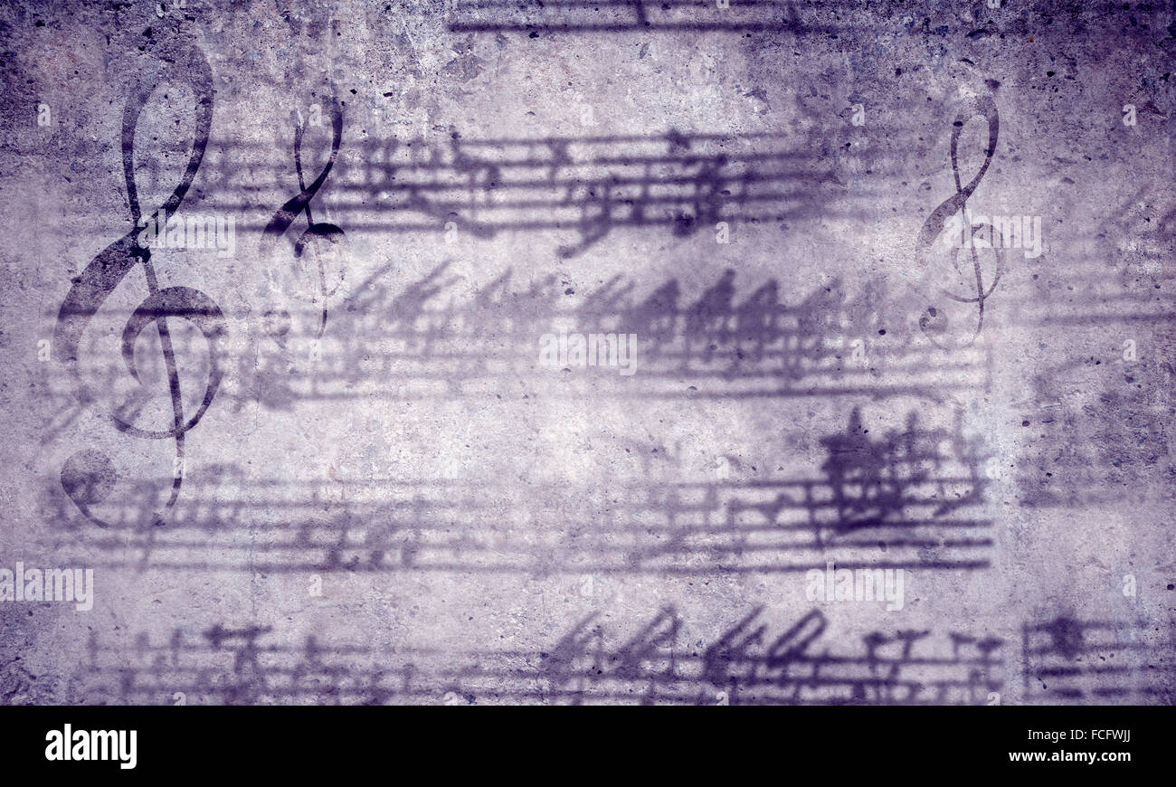 Konzeptbild von Titelmusik mit Schlüsseln und Notizen Stockfoto