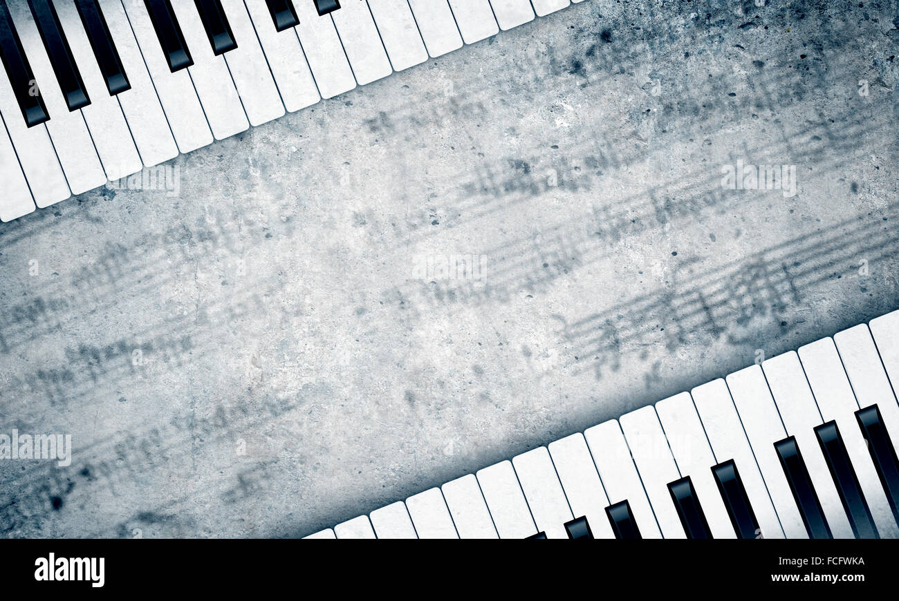 Konzeptbild von Titelmusik mit Schlüsseln und Notizen Stockfoto