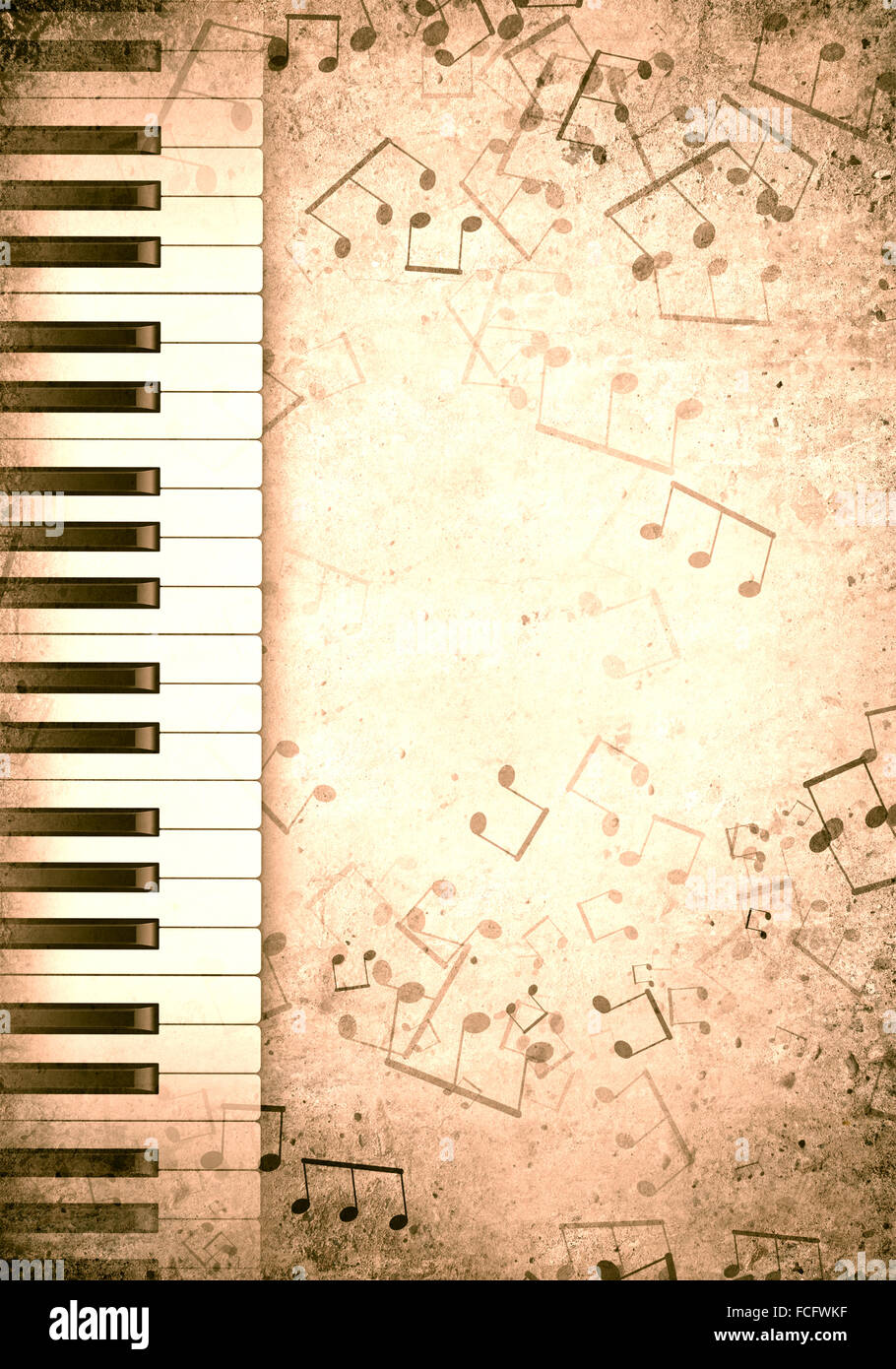 Konzeptbild von Titelmusik mit Schlüsseln und Notizen Stockfoto