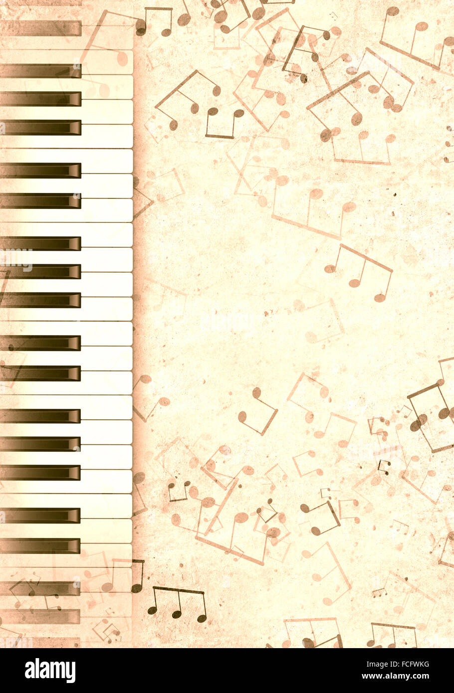 Konzeptbild von Titelmusik mit Schlüsseln und Notizen Stockfoto