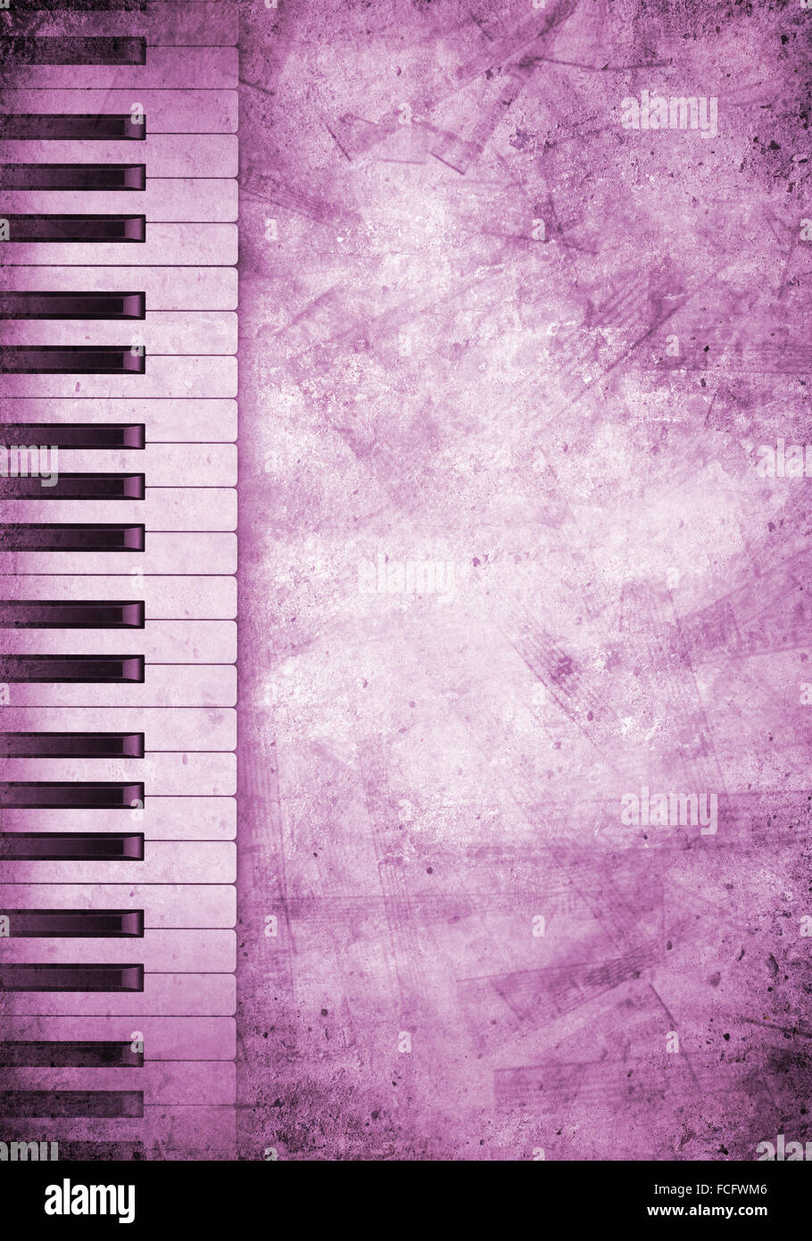 Konzeptbild von Titelmusik mit Schlüsseln und Notizen Stockfoto