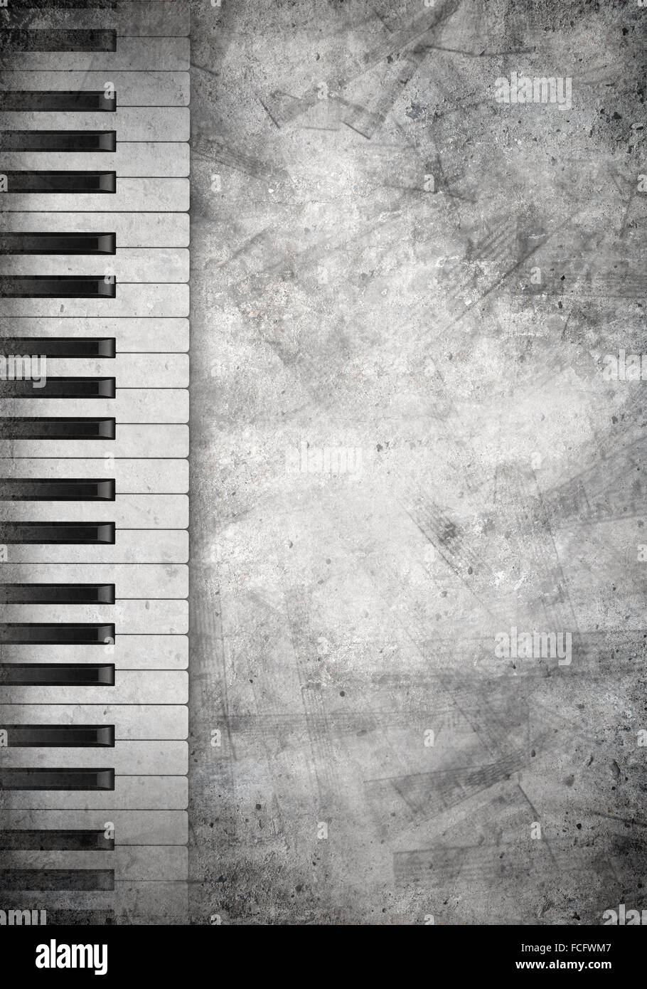 Konzeptbild von Titelmusik mit Schlüsseln und Notizen Stockfoto