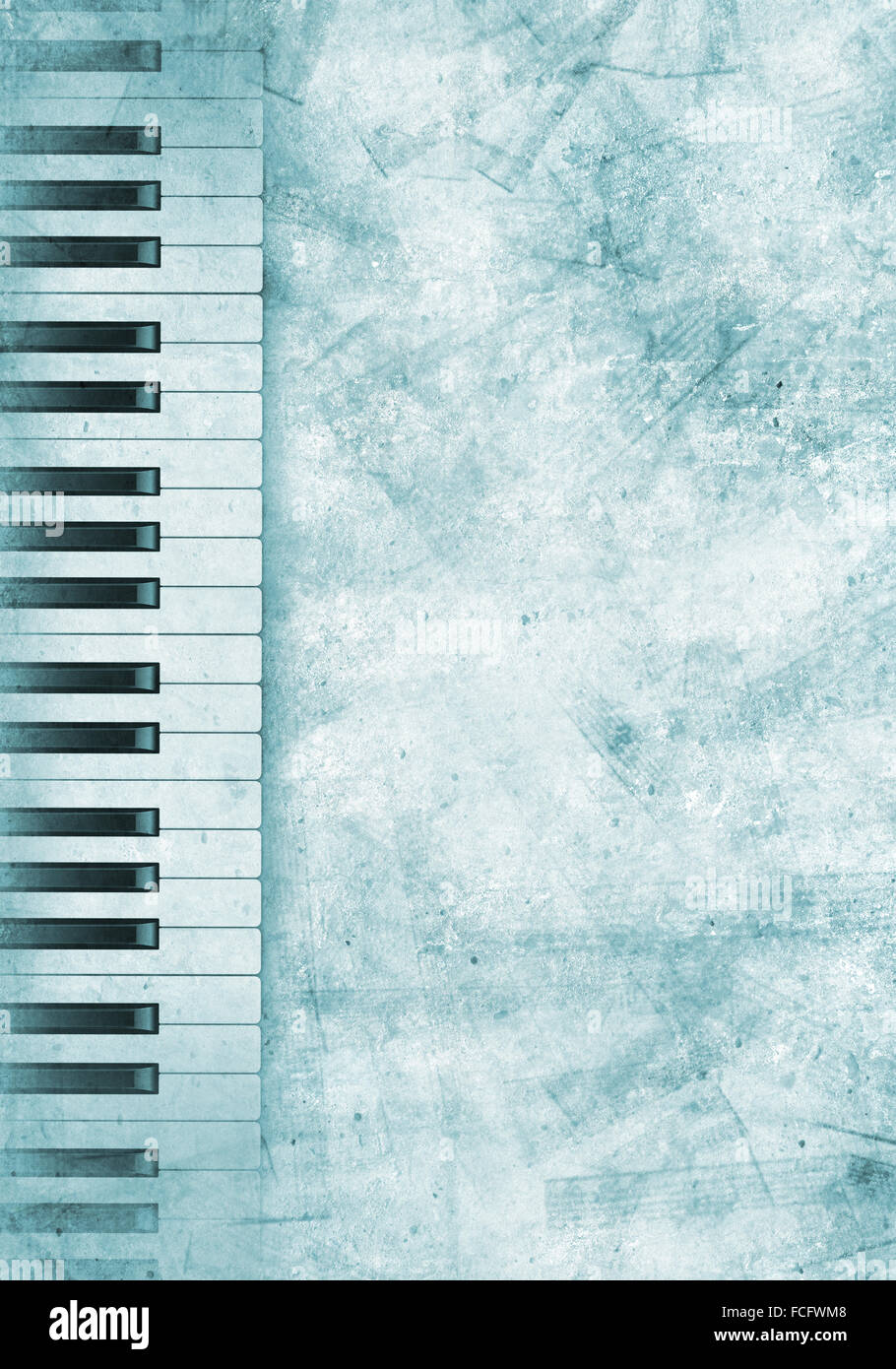 Konzeptbild von Titelmusik mit Schlüsseln und Notizen Stockfoto