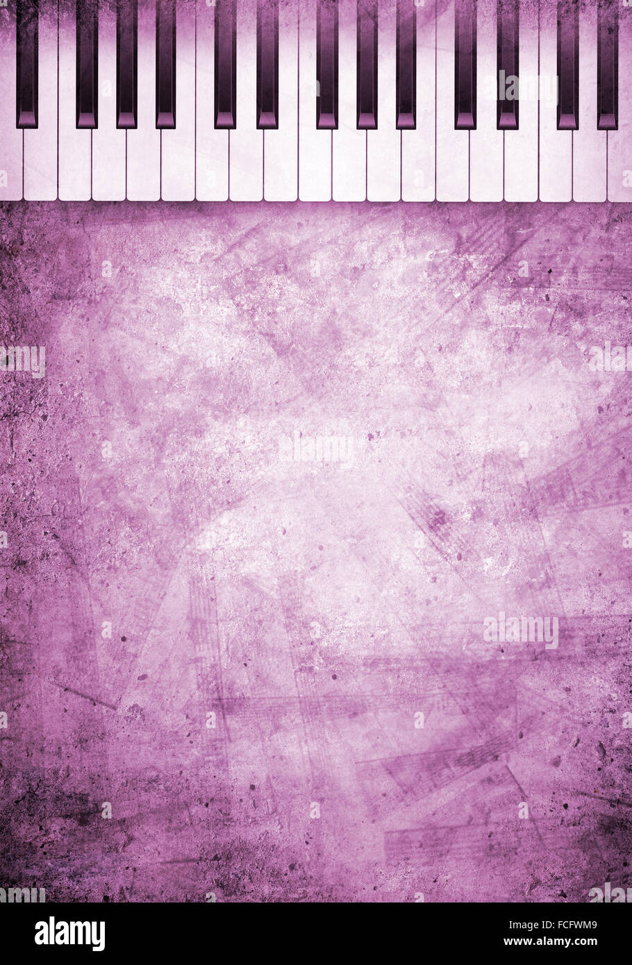 Konzeptbild von Titelmusik mit Schlüsseln und Notizen Stockfoto