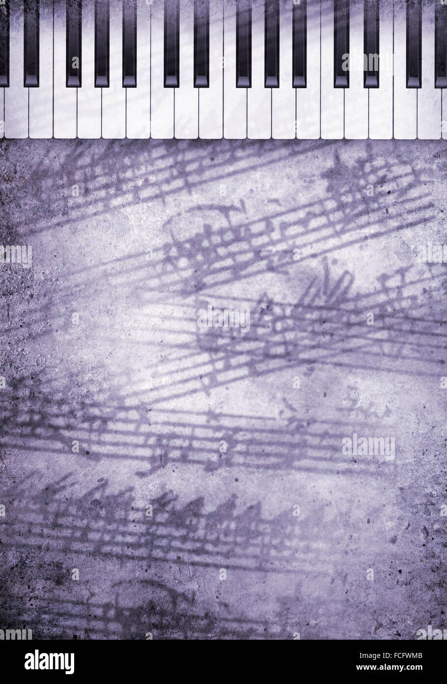 Konzeptbild von Titelmusik mit Schlüsseln und Notizen Stockfoto