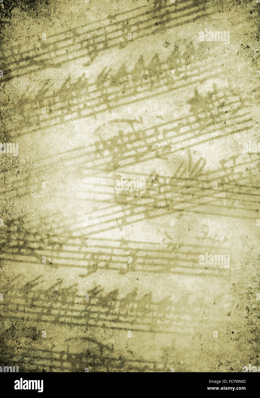 Konzeptbild von Titelmusik mit Schlüsseln und Notizen Stockfoto