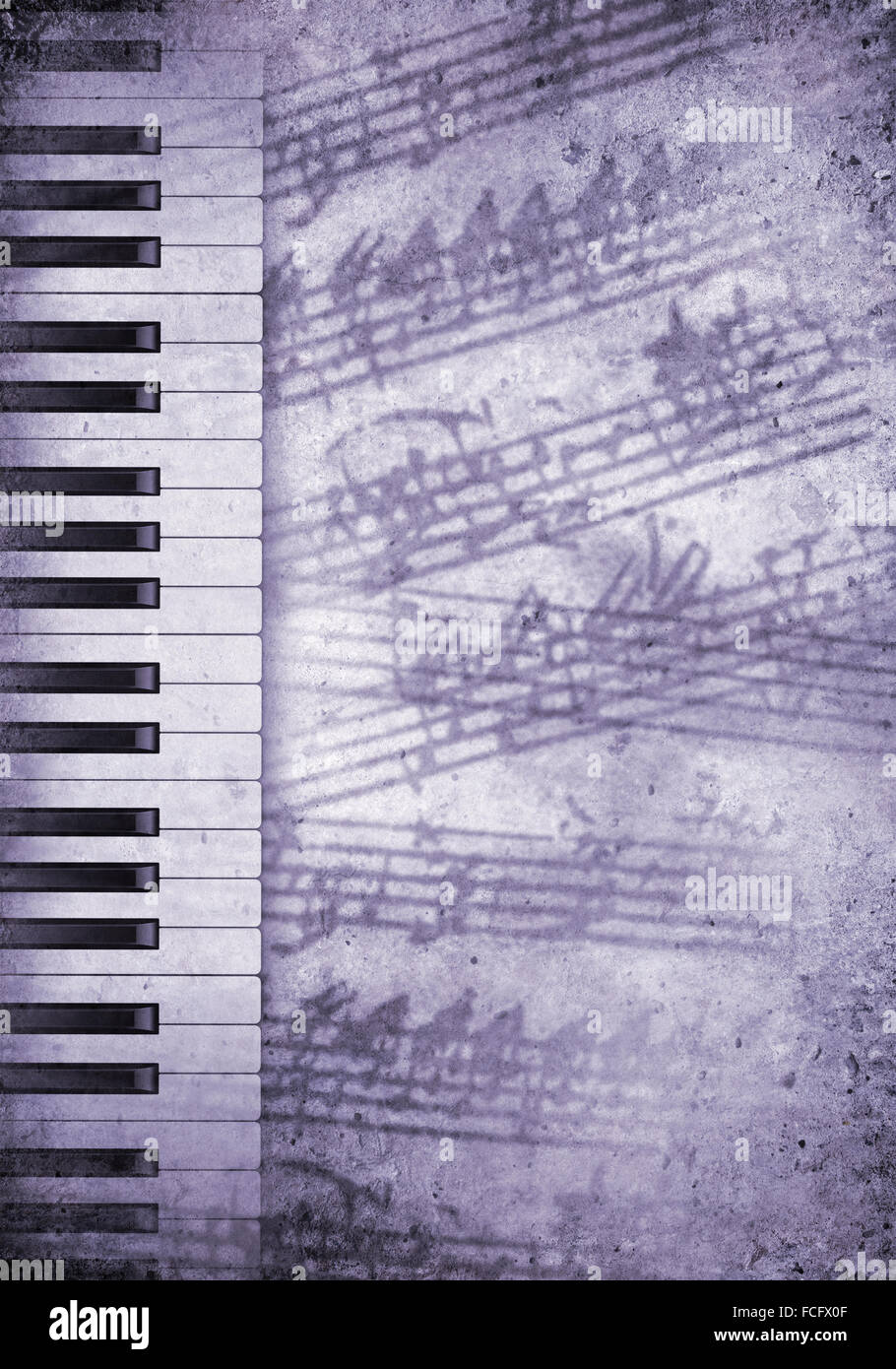 Konzeptbild von Titelmusik mit Schlüsseln und Notizen Stockfoto