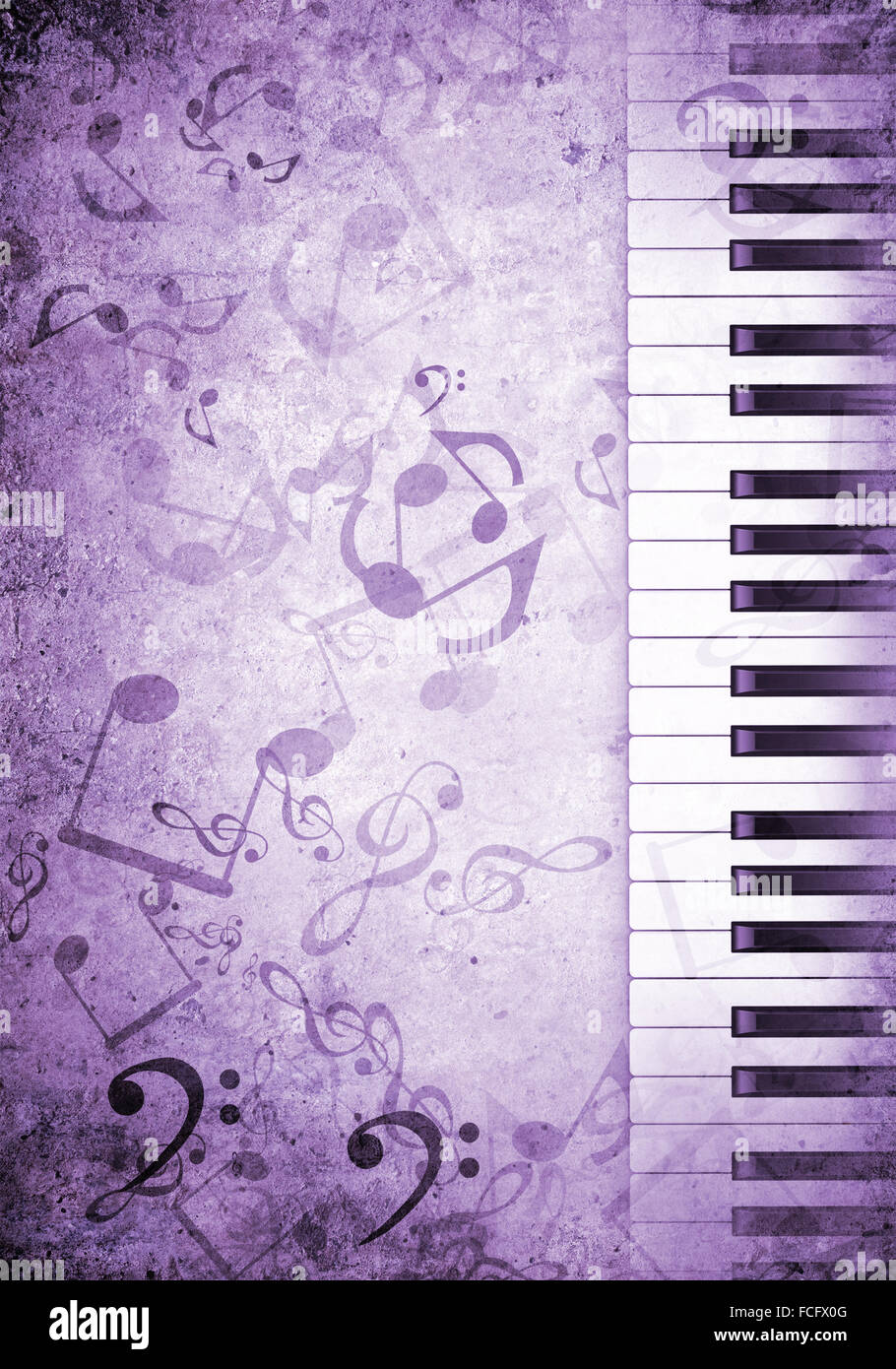 Konzeptbild von Titelmusik mit Schlüsseln und Notizen Stockfoto