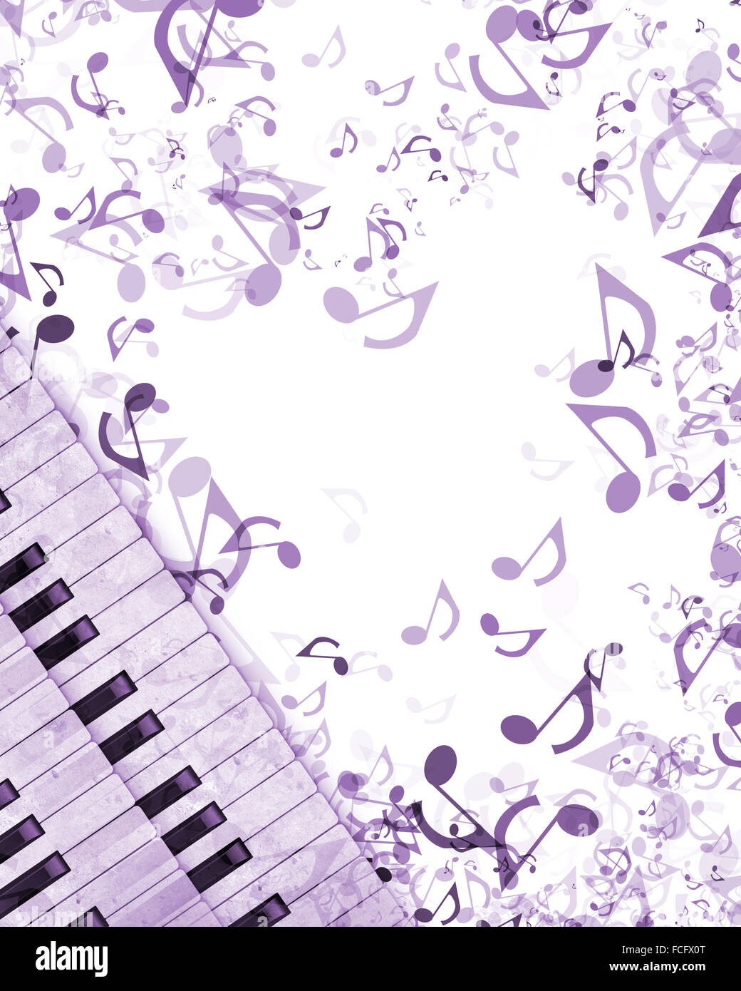 Konzeptbild von Titelmusik mit Schlüsseln und Notizen Stockfoto