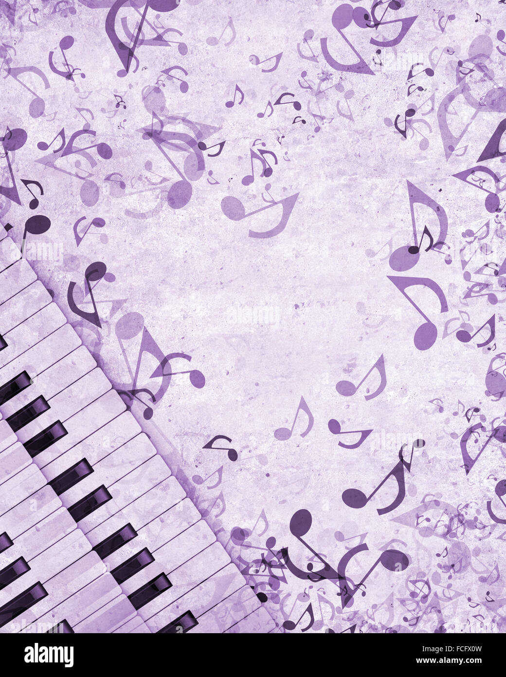 Konzeptbild von Titelmusik mit Schlüsseln und Notizen Stockfoto