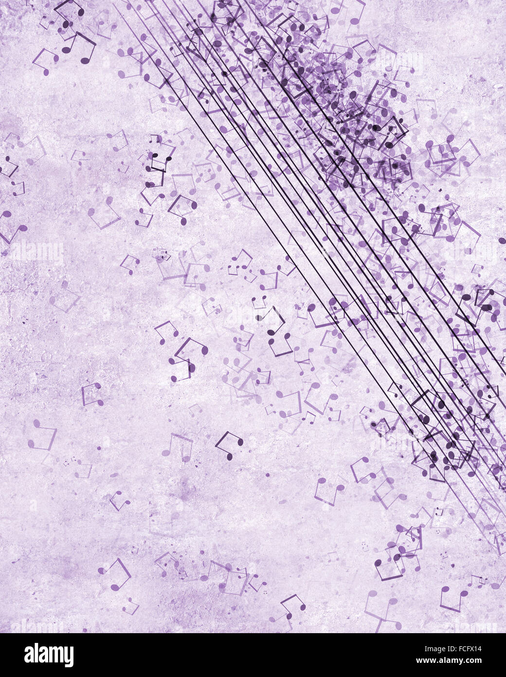 Konzeptbild von Titelmusik mit Schlüsseln und Notizen Stockfoto