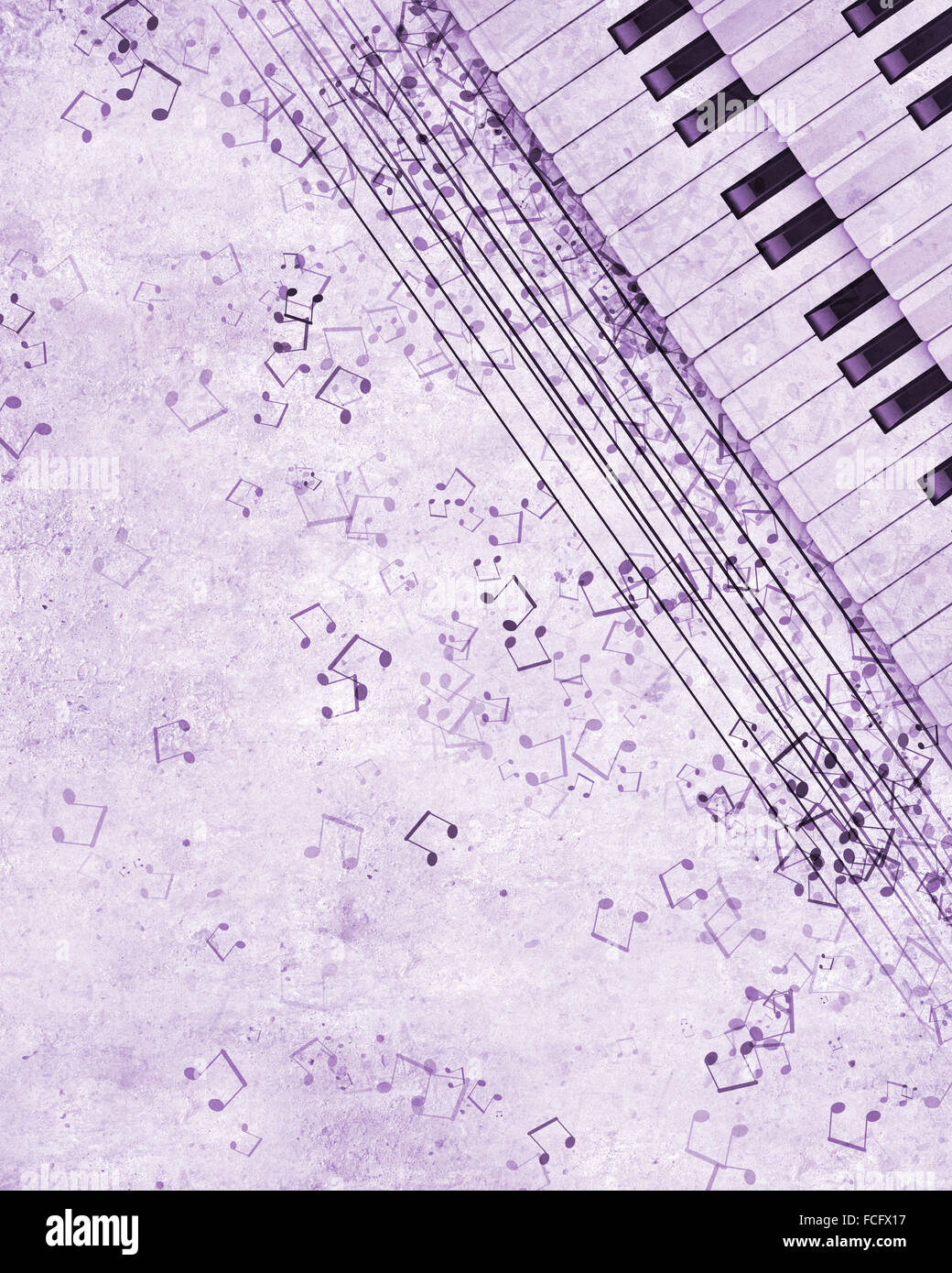 Konzeptbild von Titelmusik mit Schlüsseln und Notizen Stockfoto