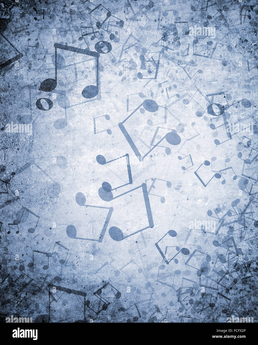 Konzeptbild von Titelmusik mit Schlüsseln und Notizen Stockfoto